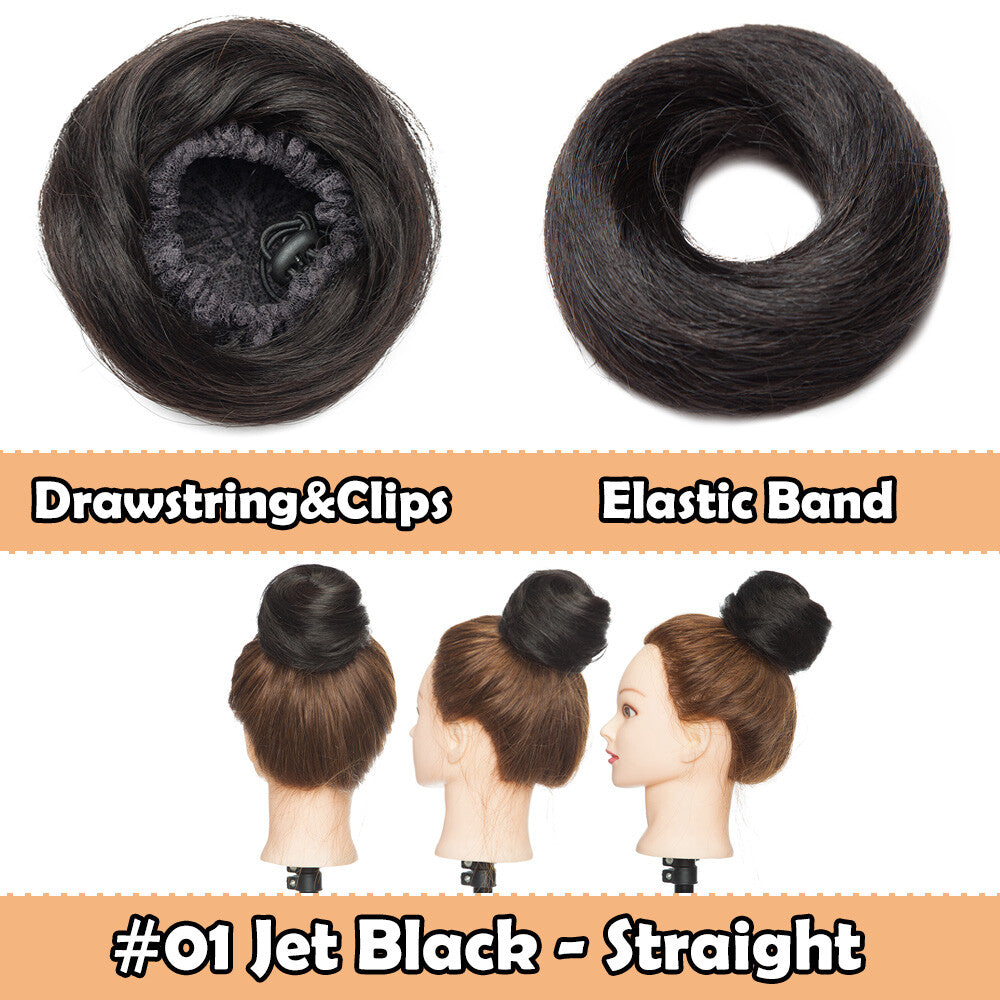 Remy Clip-In Hair Extensions - Messy Bun Hairpiece in Multiple Colors & Styles