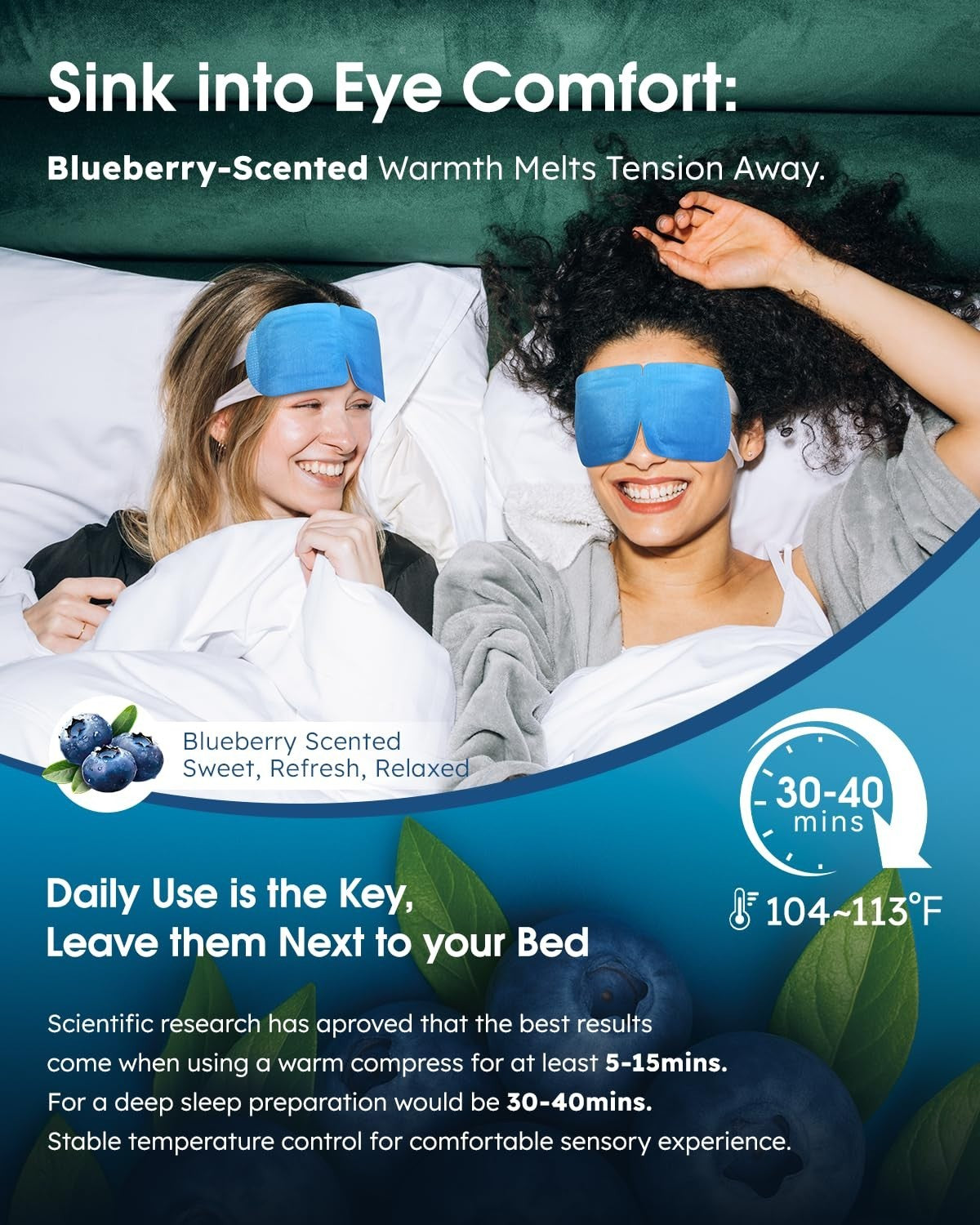 Disposable Warm Eye Masks - Travel & Eye Fatigue Relief, 20 Pack