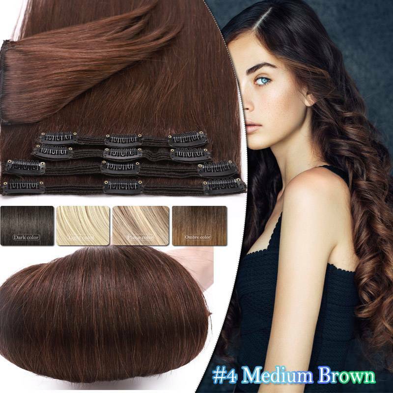 Thick Double Weft Clip-In Human Hair Extensions - Full Head Set