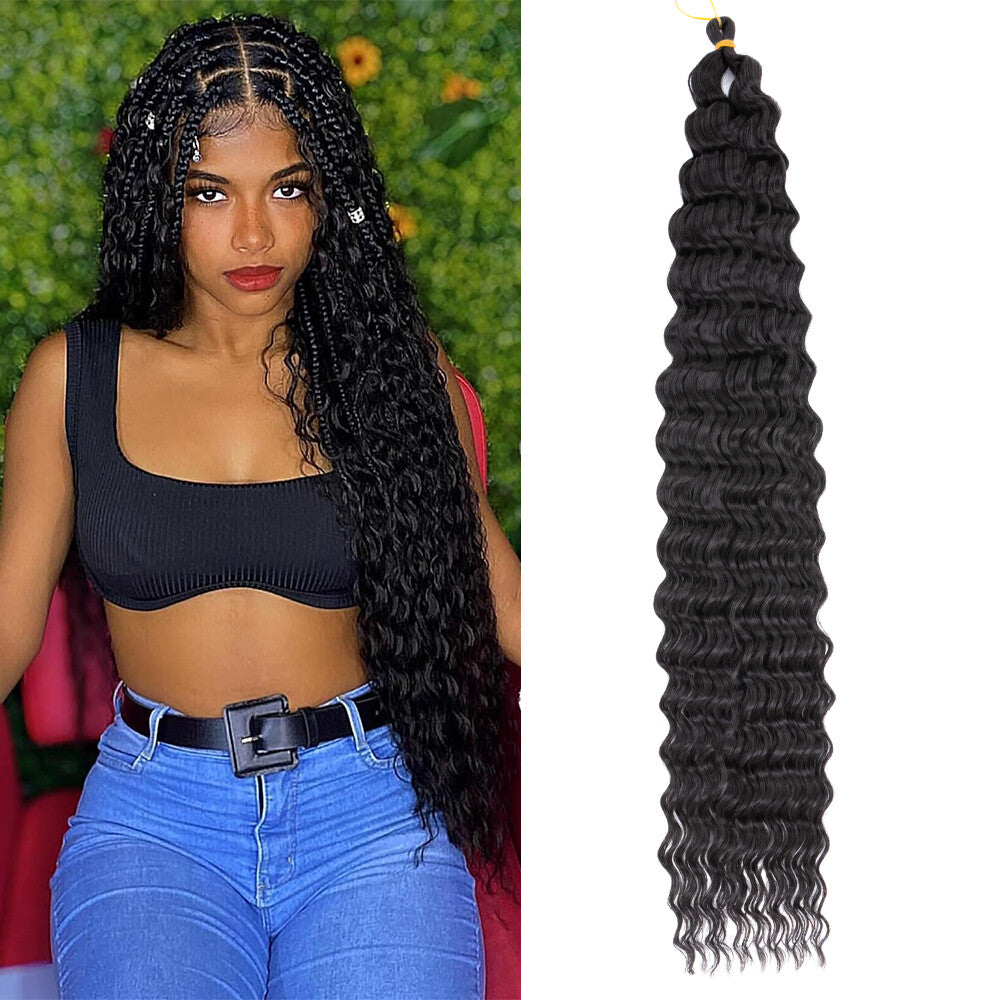Deep Water Wave Braids Crochet Hair Extensions - Ombre & Curly Lengths