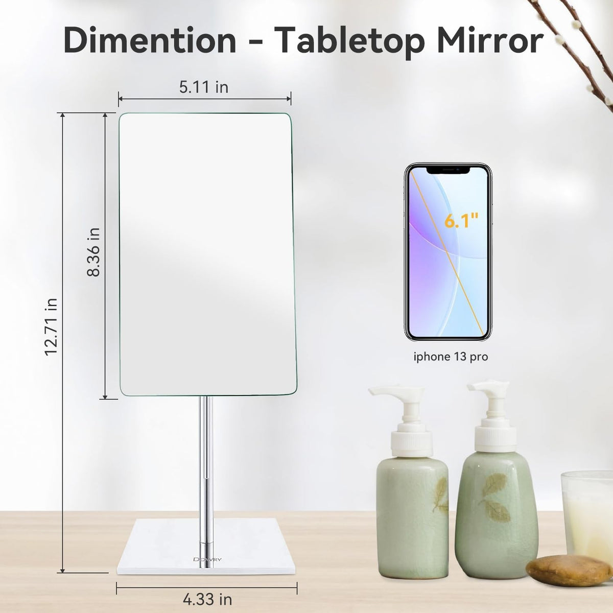 Dowry 5x Tabletop Magnifying Makeup Mirror Chrome 13.8" x 4.9"