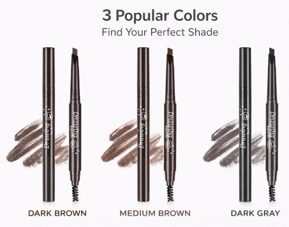 Waterproof Retractable Eyebrow Pencil 2 Pack with Brush - Natural Finish
