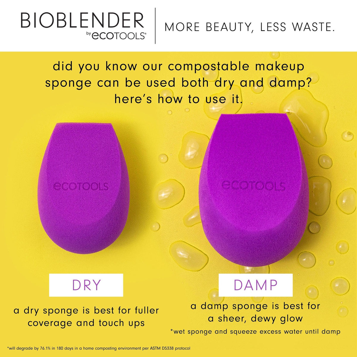 EcoTools Bioblender Makeup Sponge Duo - Compostable, Vegan & Cruelty-Free, Purple