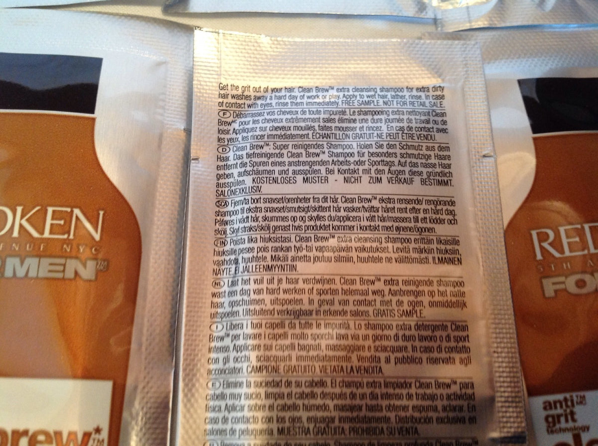 Redken For Men Clean Brew Shampoo Sample Pack - Travel & Gym Size