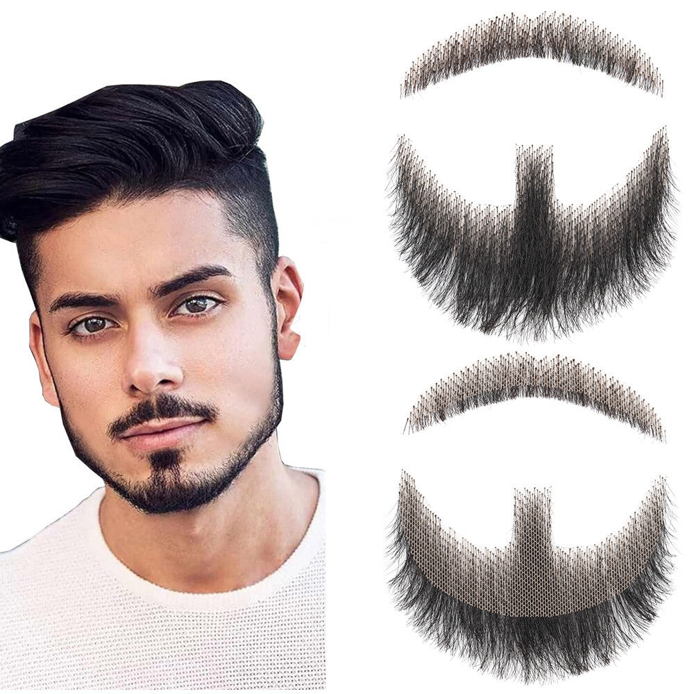 Men's Reusable Fake Beard with Real Human Hair - Van Dyke Style, Multiple Colors