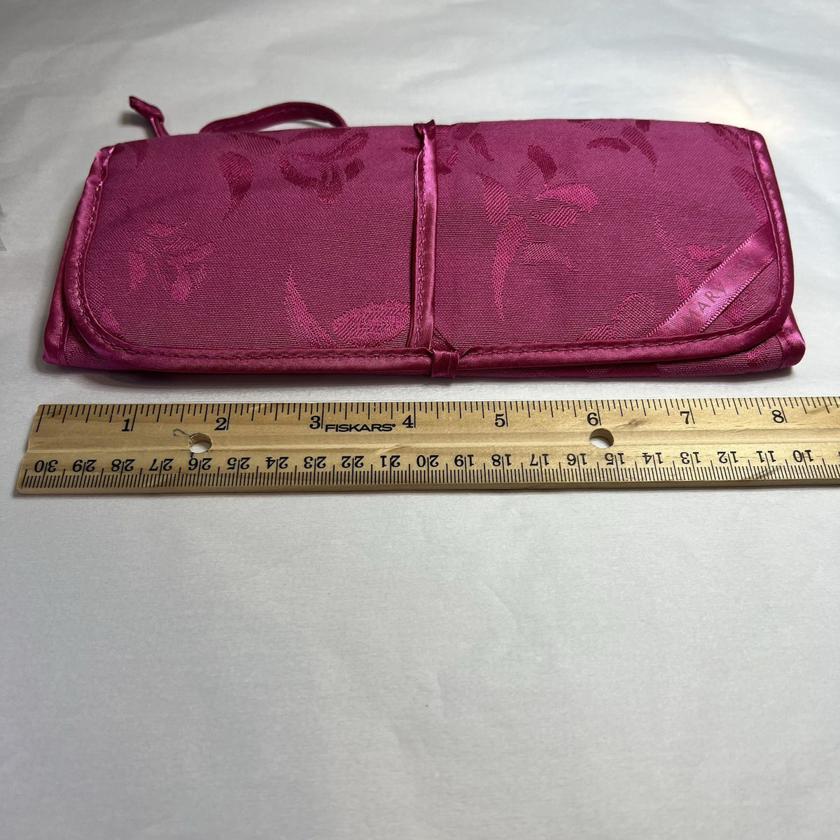 Vintage Pink Cosmetic Makeup Bag with Zipper & Brushes - 90s Style