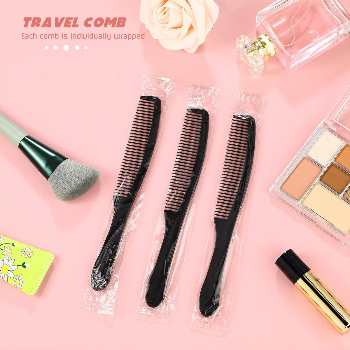 Disposable Hair Combs Set - 200 Individually Wrapped Pocket Style Black