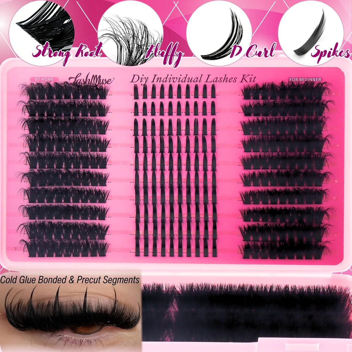 Volume Lash Clusters Kit with Spikes 80D 150D 200D for Dramatic Eye Makeup