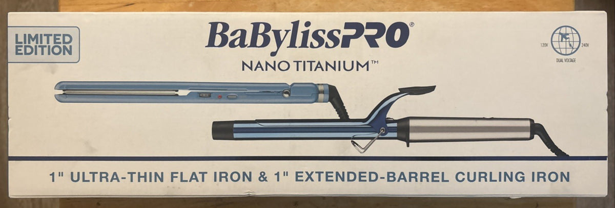 BaBylissPRO Nano Titanium 1-Inch Curling Iron & Flat Iron Set - Ultra Thin