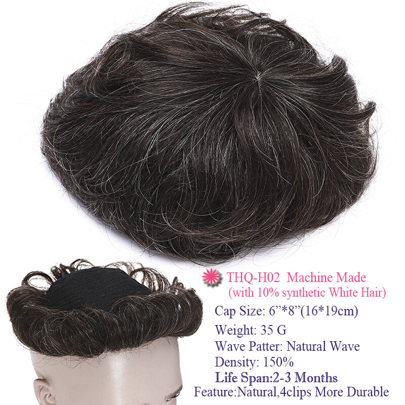Men's Thin Skin Hair Replacement Toupee Human Hair System with Full PU Base