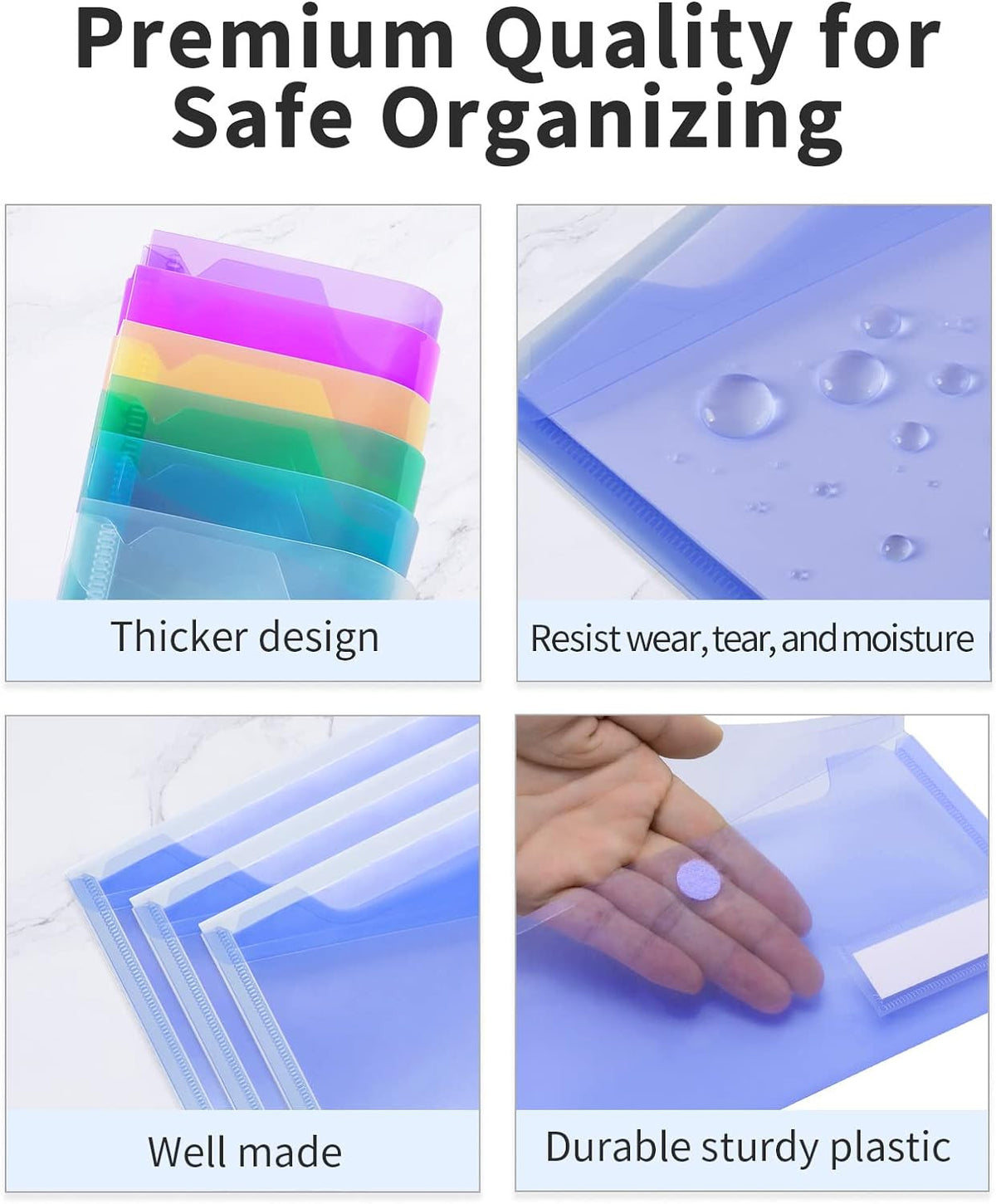 12 Pack Small Plastic Envelopes with Label Pockets - Office Organization