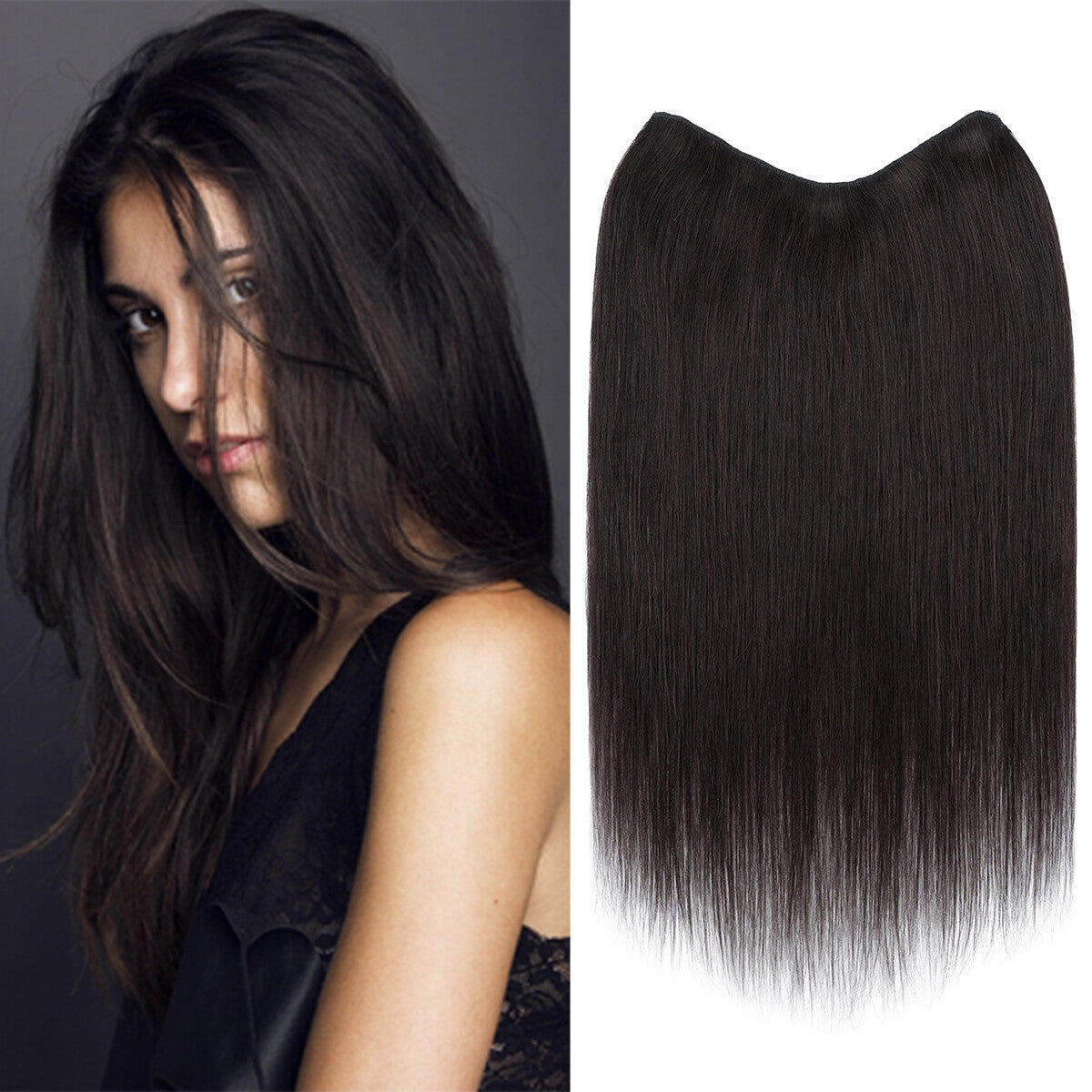 V-Shape Clip-In Human Hair Extensions Half Head - Remy Straight Hair