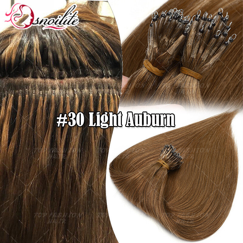 Human Remy Hair Extensions Micro Loop Nano Ring Full Head Salon Use