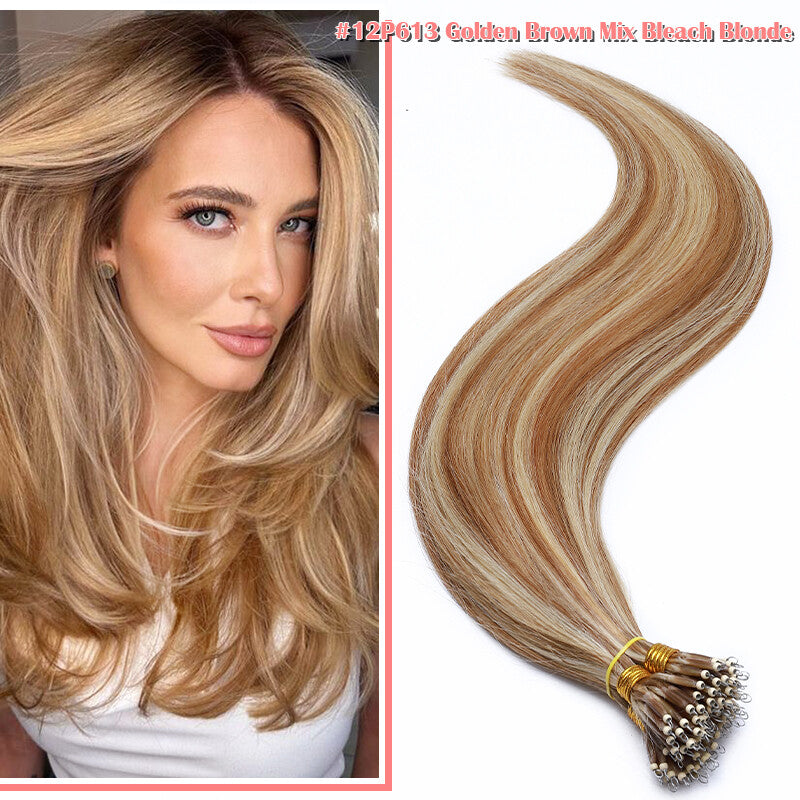 Nano Ring Hair Extensions Set - Real Remy Human Hair Full Head Thick 150g