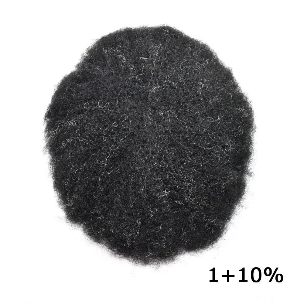 Men's Afro Curly Hair Units for Black Men - Thin Skin Toupee & Hairpieces