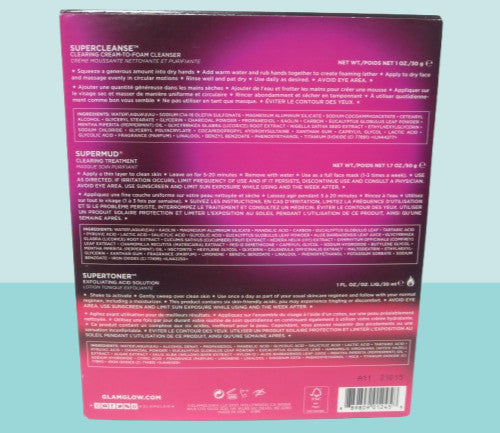 GlamGlow Skin Care Set - 3 Step Clear Skin Routine for Glowing Complexion