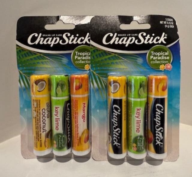 Lot of 2 ChapStick Tropical Paradise Lip Balm Sticks - .15 oz Each