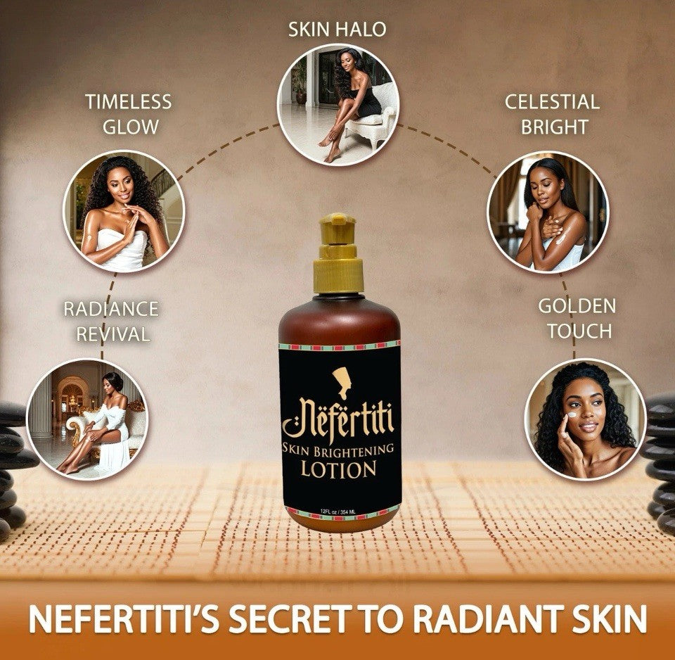 Nefertiti Skin Brightening Lotion - Hydrating Body Moisturizer with Turmeric & Shea - 12 oz