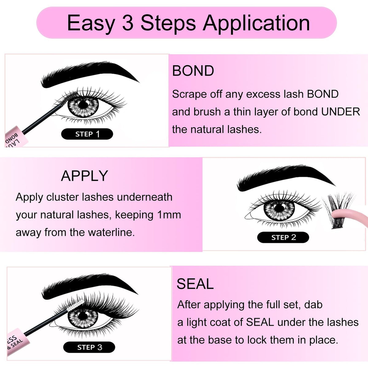 Lash Extension Kit 20D+40D Clusters with Bond & Seal for DIY Eyelash Extensions
