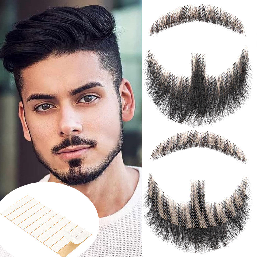 Men's Reusable Fake Beard with Real Human Hair - Van Dyke Style, Multiple Colors
