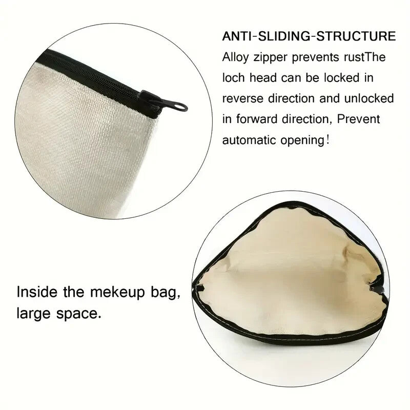 Funny Agitated Cat Cosmetic Makeup Travel Bag Lightweight Canvas Zippered Organizer