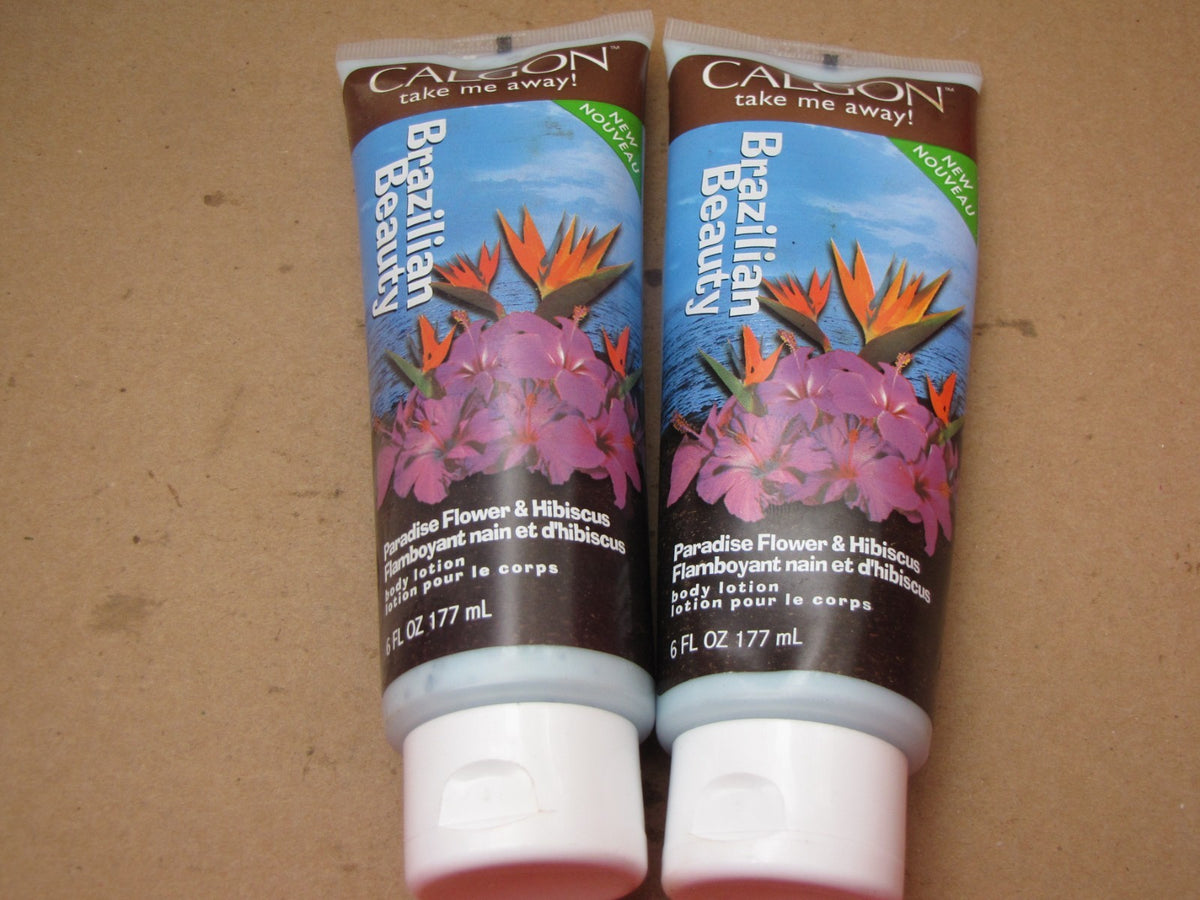 2 LOT OF CALGON BRAZILIAN BEAUTY PARADISE FLOWER & HIBISCUS BODY