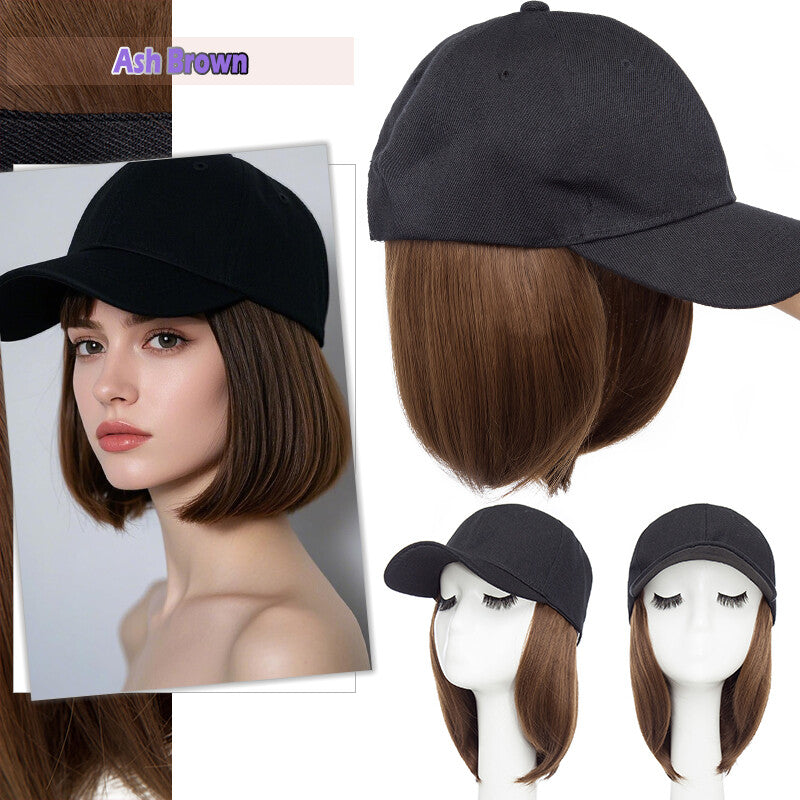 Adjustable Baseball Cap Wig with Hair Piece - Short Long Synthetic Hair