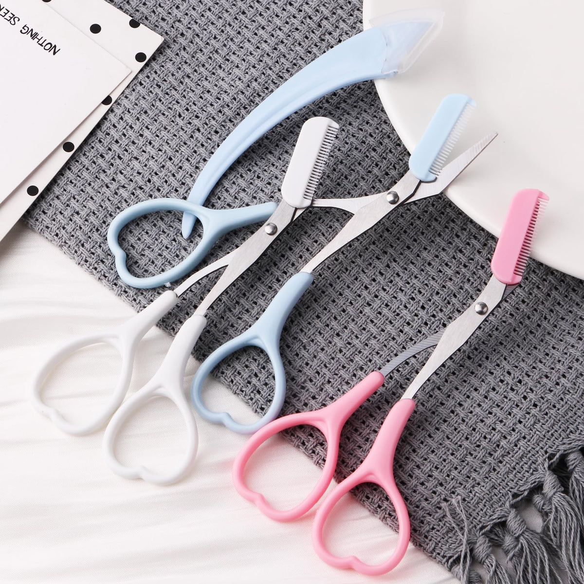 Eyebrow Trimmer with Razor and Comb Set - Non-Slip Stainless Steel