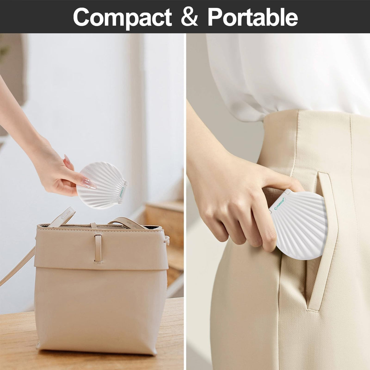 Portable 3.5 Inch Double-Sided Makeup Mirror with LED Lights - 10X Magnification