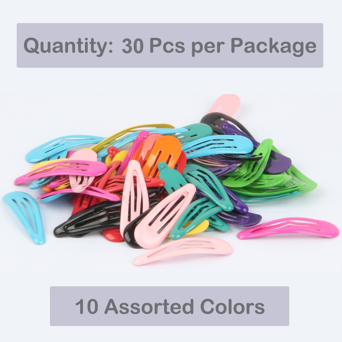 JFFX 30 Pcs Colorful Snap Hair Clips, 2 1 Count (Pack of 30),