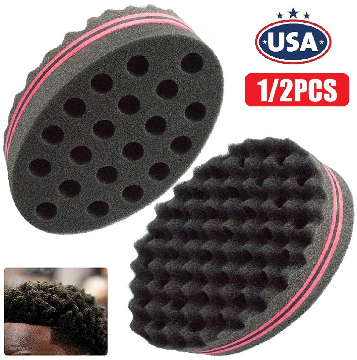 Barber Hair Brush Sponge Double Side Locking Afro Curl Twist Dreads