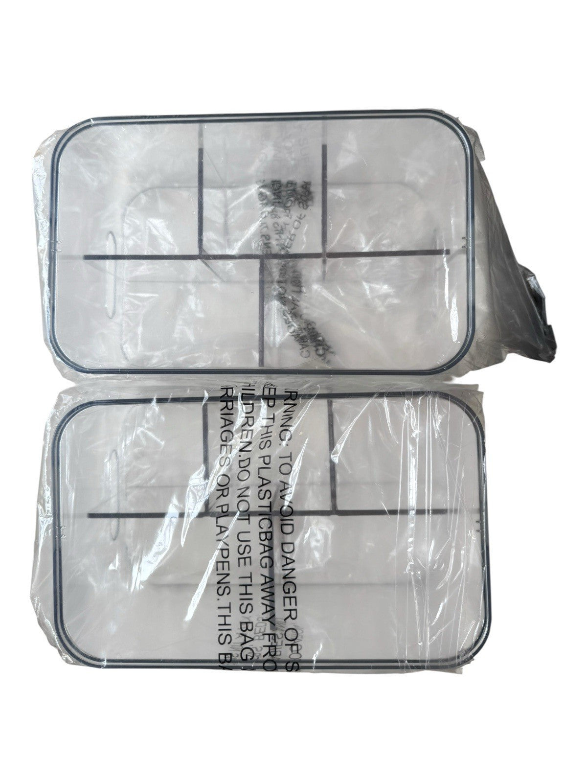 2-Pack 5-Compartment Clear Plastic Storage Bins for Art Supplies & Cosmetics