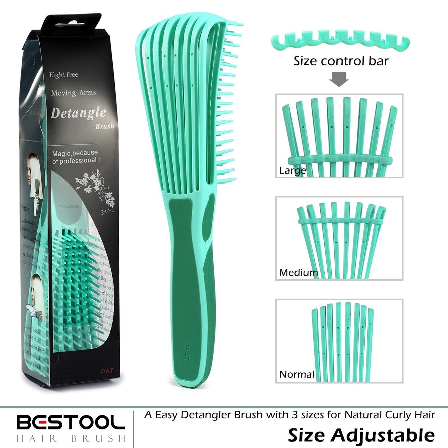 Detangling Brush for Black Natural Hair - Tangle-Free, Eco-Friendly Green Design