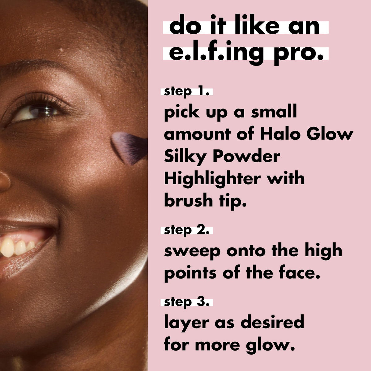 e.l.f. High Points Highlighter Brush - Soft Makeup Brush, Black