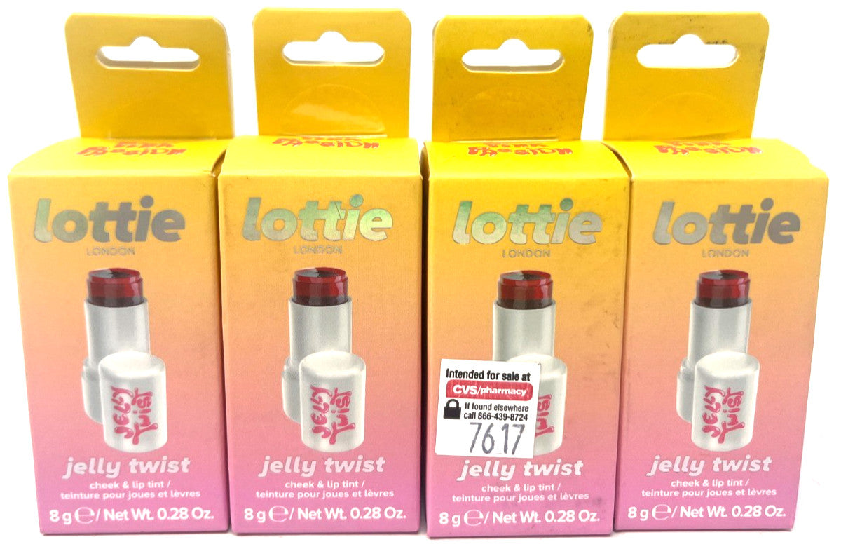Lottie Jelly Twist Cheek & Lip Tint Duo - Pink Passion (4 Pack, 0.28 oz Each) Sealed