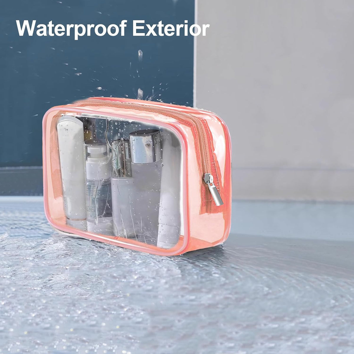 Clear Makeup Bags Set of 4 - TSA Approved Waterproof Toiletry Organizer