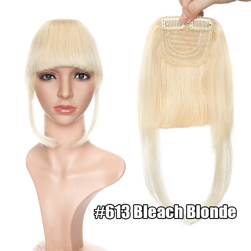 Women Remy Clip-In Hair Extensions Bangs Front Top Piece - Blonde & Dark Colors