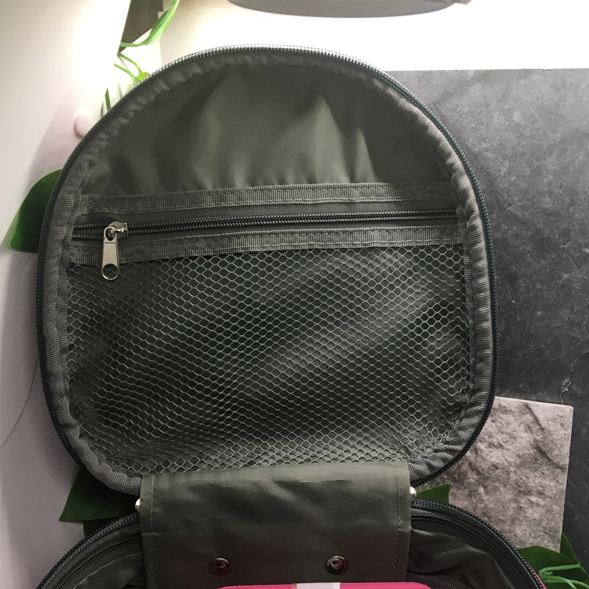 Pink Makeup Case with Handle and Straps - Travel Vanity Organizer