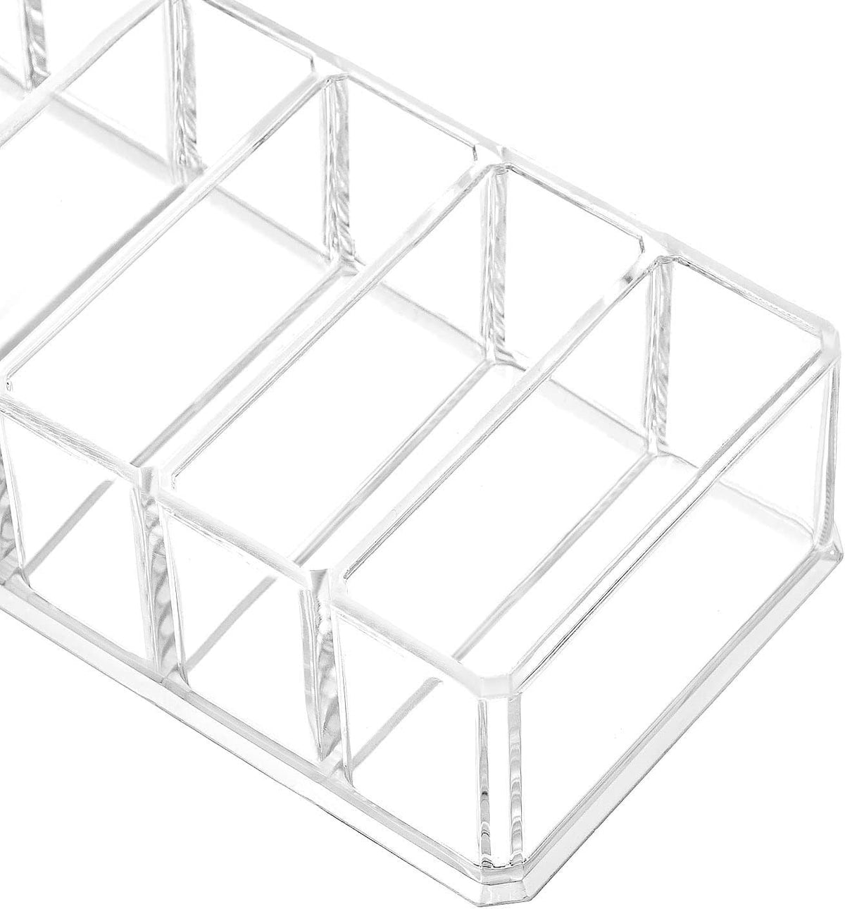 Clear Acrylic Makeup Compact Organizer with 8 Compartments - Vanity Storage Stand
