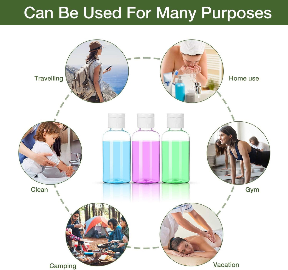 25 Pack 1.7oz Travel Plastic Bottles - Leakproof Refillable Containers
