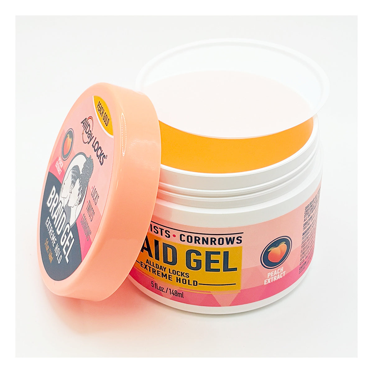 Extreme Hold Braid Gel with Peach Gold Scent - 5oz Styling Gel for Hair