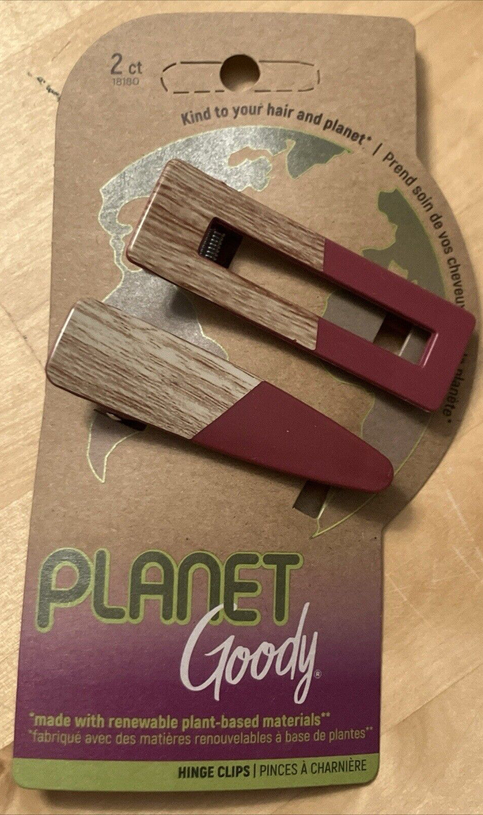 Goody Planet Hinge Clips Renewable Plant Based Wood Pink Lot Of 5