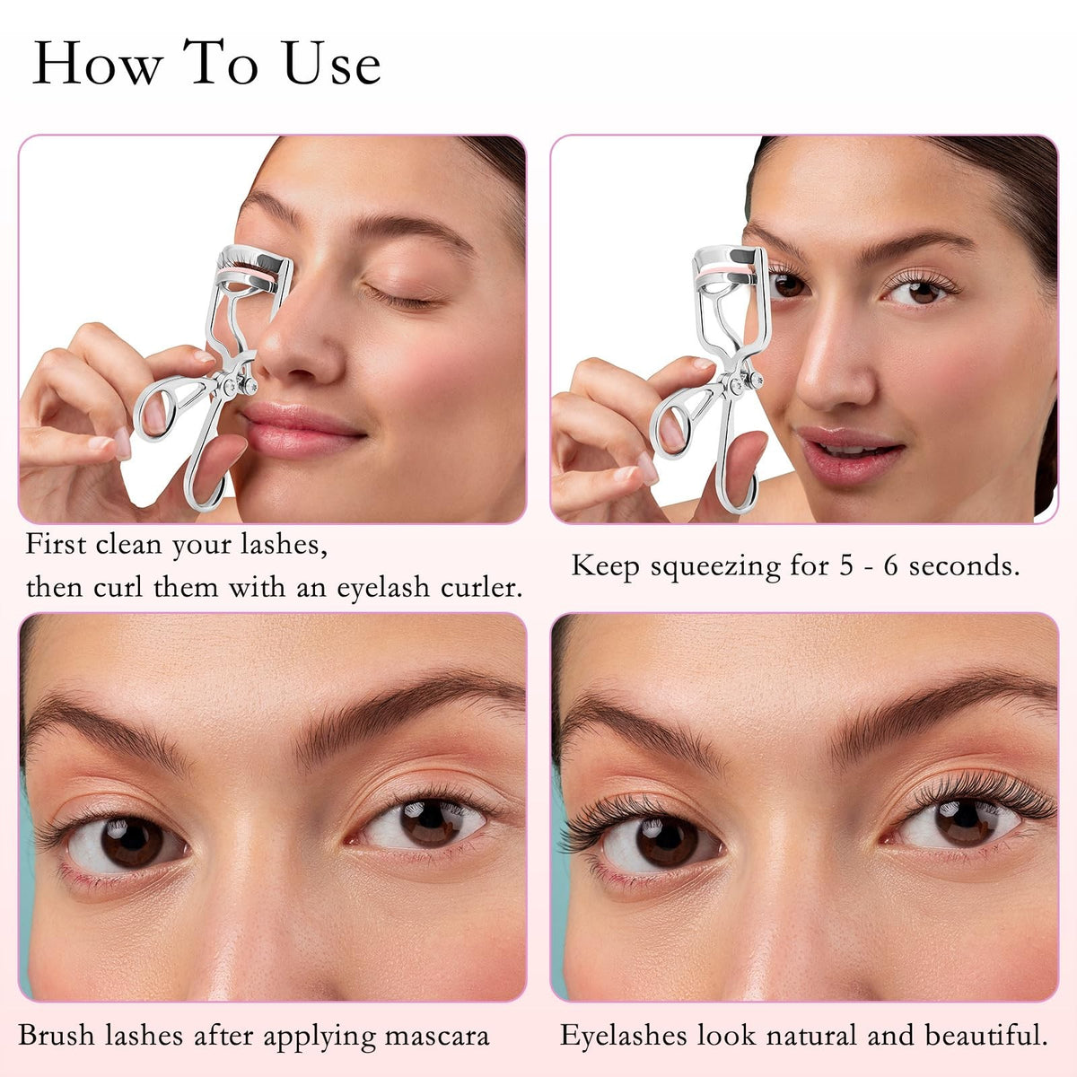 Professional Eyelash Curler Zinc Alloy Silver Long-Lasting Lash Curl Tool