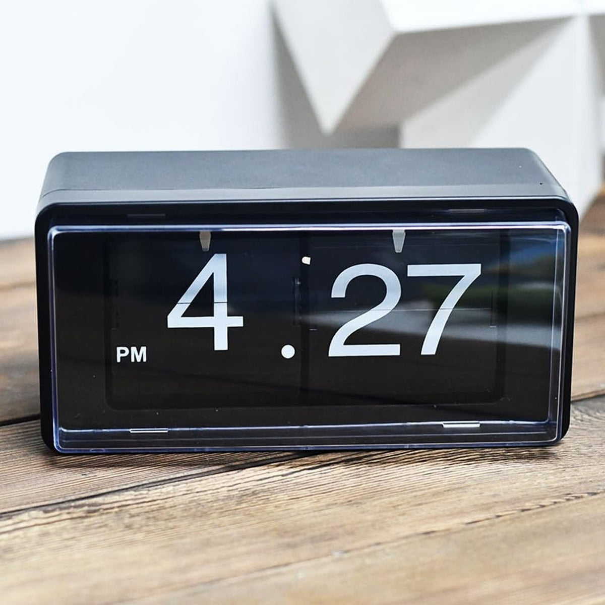 Retro Flip Clock with Transparent Cover - Digital Desk Clock, Battery Powered