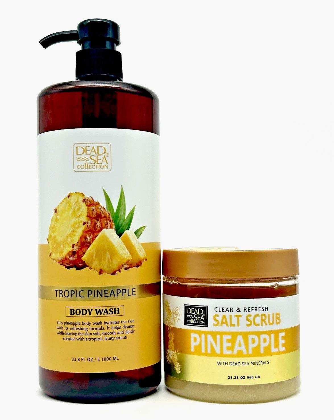 Dead Sea Collection Pineapple Mineral Body Wash (33.8 oz) &Salt Scrub