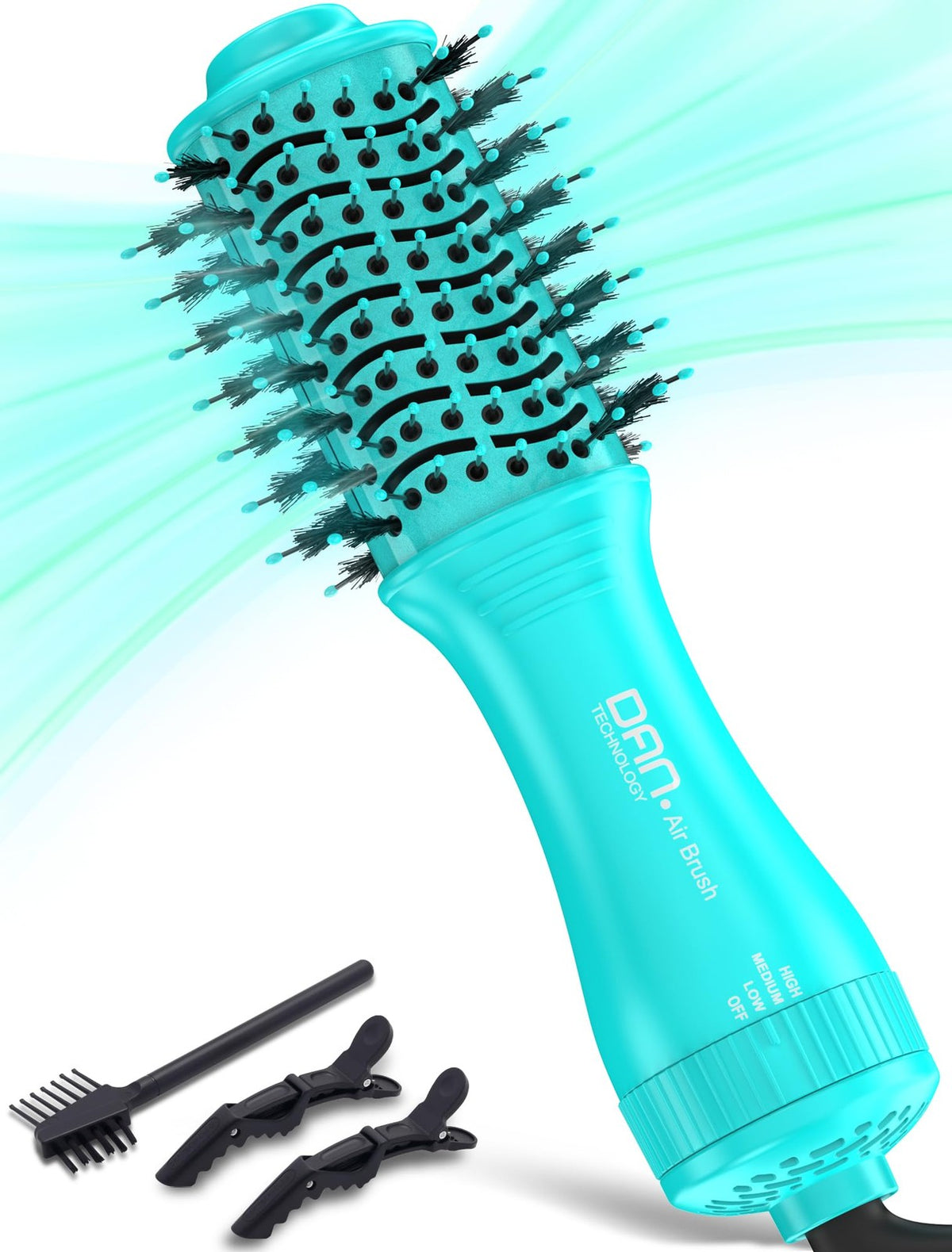 DAN Technology Cyan Ceramic 2-Inch Hot Air Brush for Hair