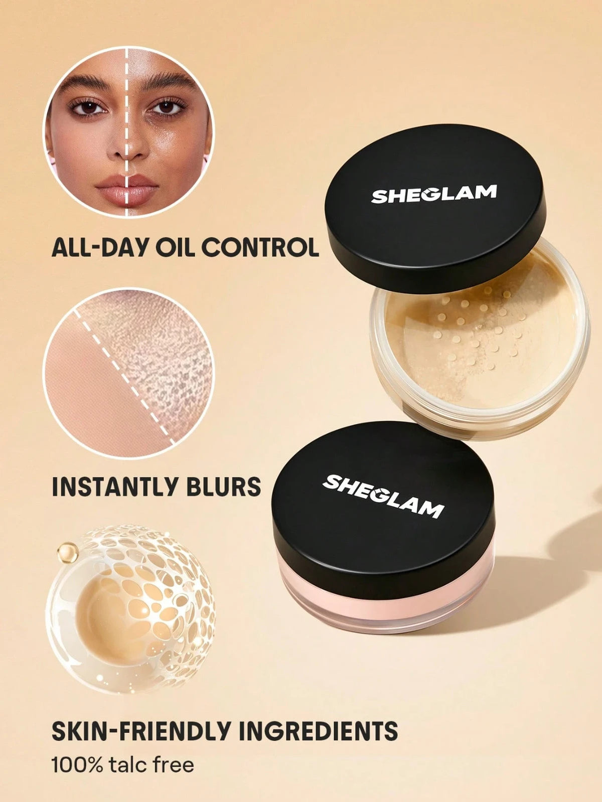 Light Brown Face Setting Powder with Natural Glow for Long-Lasting Makeup Finish