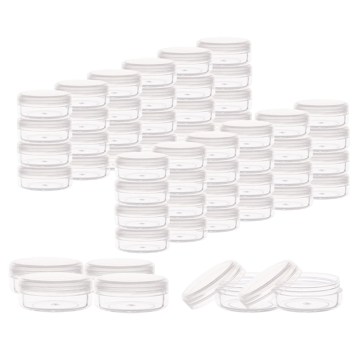 10g Sample Jars with Lids - 100 Pack Refillable Clear Plastic Containers