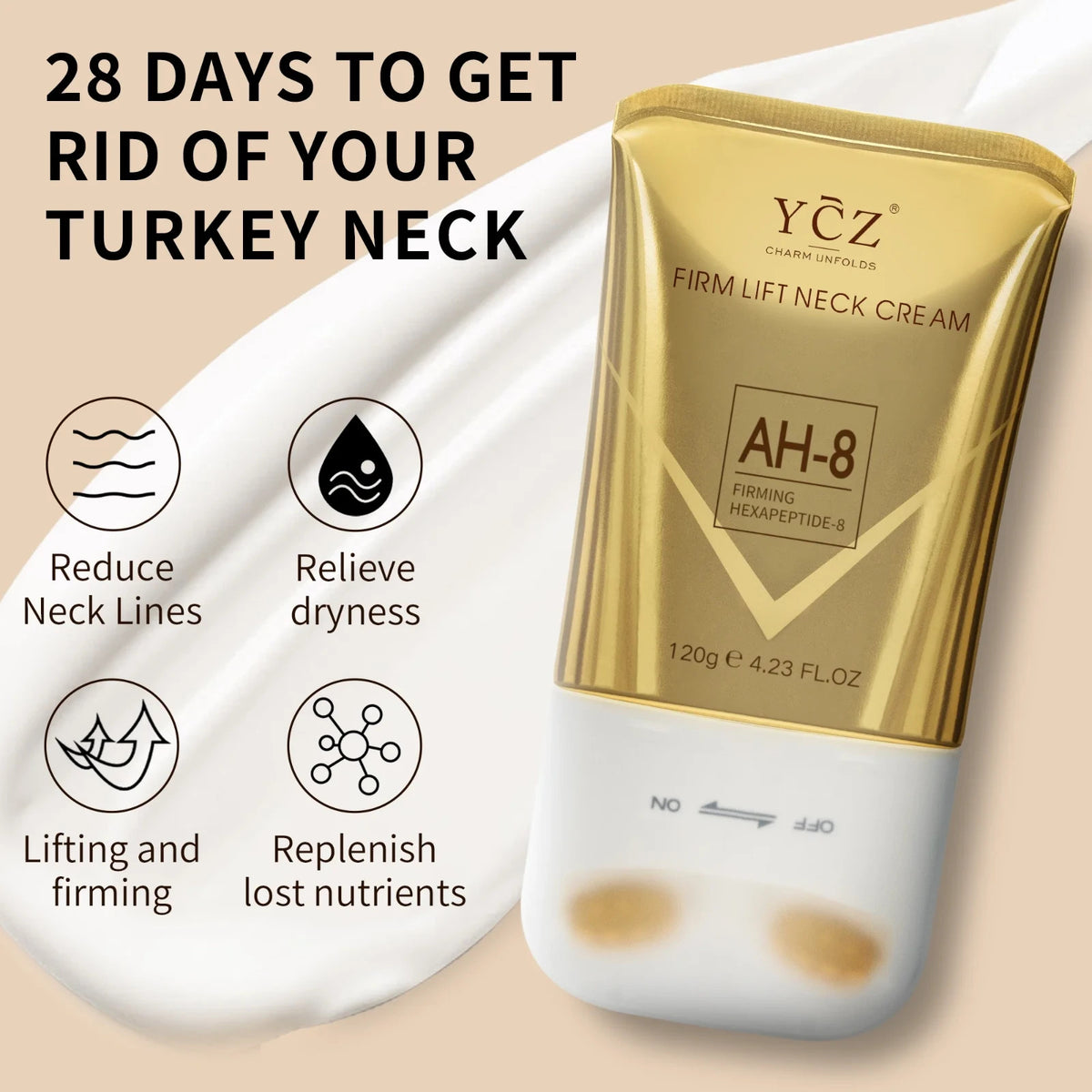Neck Firming Cream with Hexapeptide - Anti-Aging Moisturizer for Neck & Chest, 4.2oz