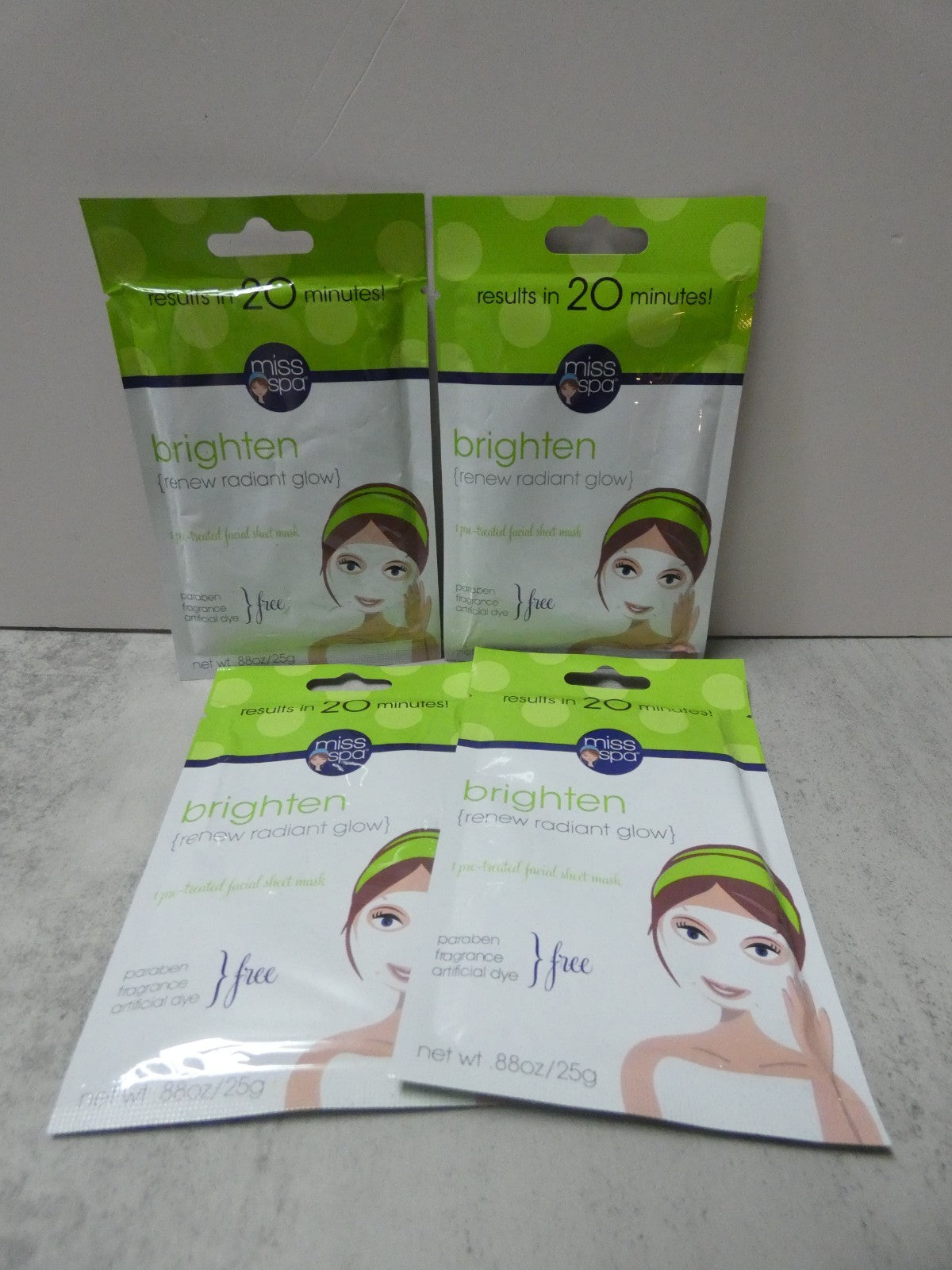 Brighten Renew Face Sheet Masks Set of 4 - 0.88 oz Each
